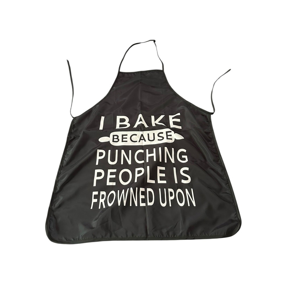 NEW novelty adult ONE SIZE apron full coverage funny BAKE PUNCHING PEOPLE IS BAD